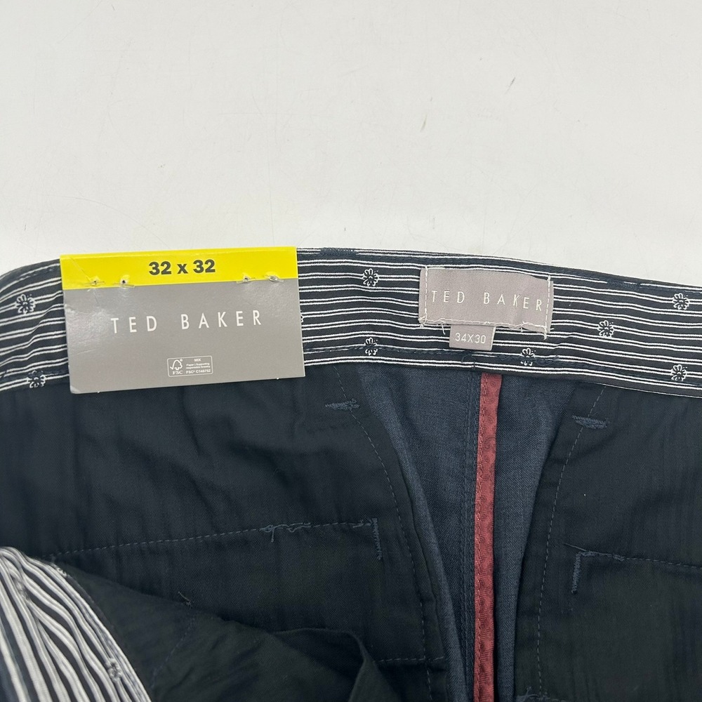 Ted Baker Mens Straight Fit Navy Blue Dress Pants Straight Leg 32x28 NWT - Picture 2 of 4